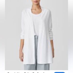 NWT eileen fisher Women's White Open-Front Cardigan sweater LP